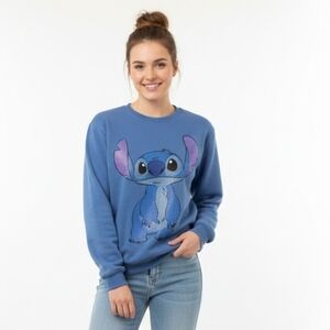 Disney Stitch Rhinestone Embellished Blue Sweatshirt Size M New With Tags